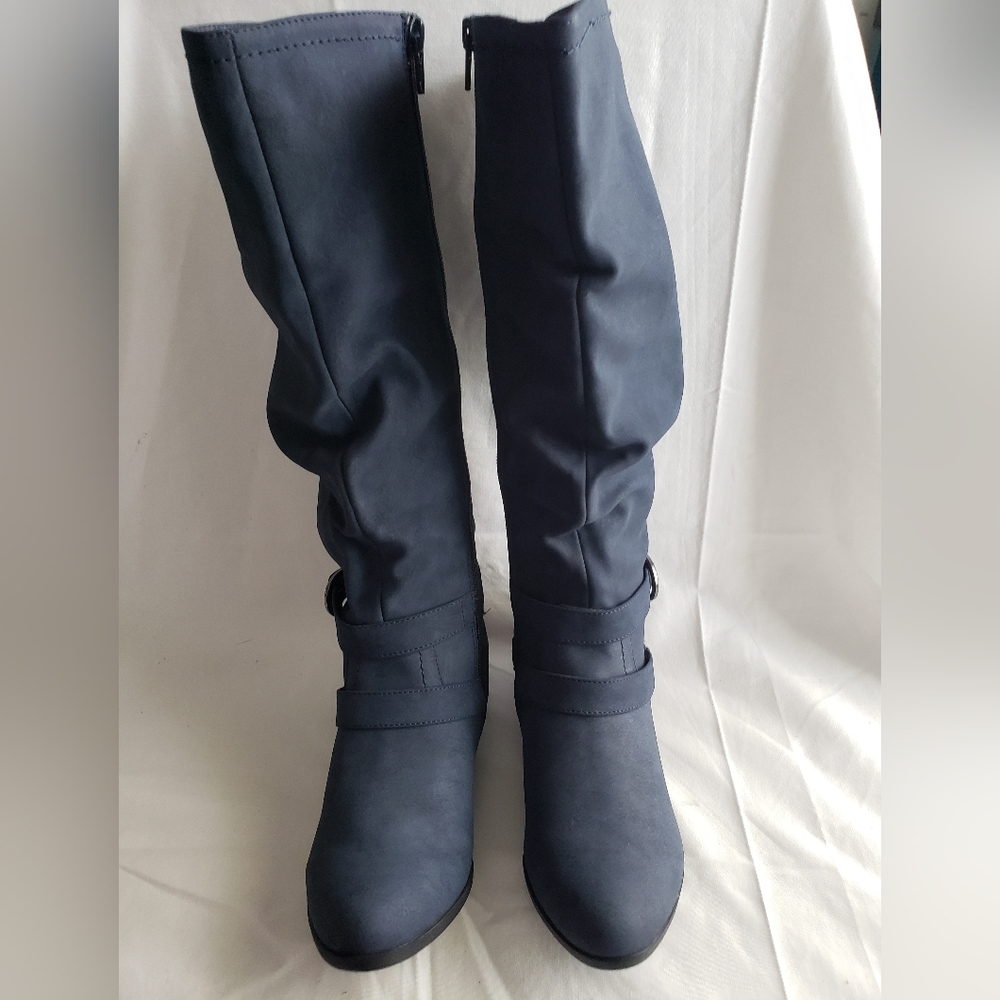 Navy Suede Boots